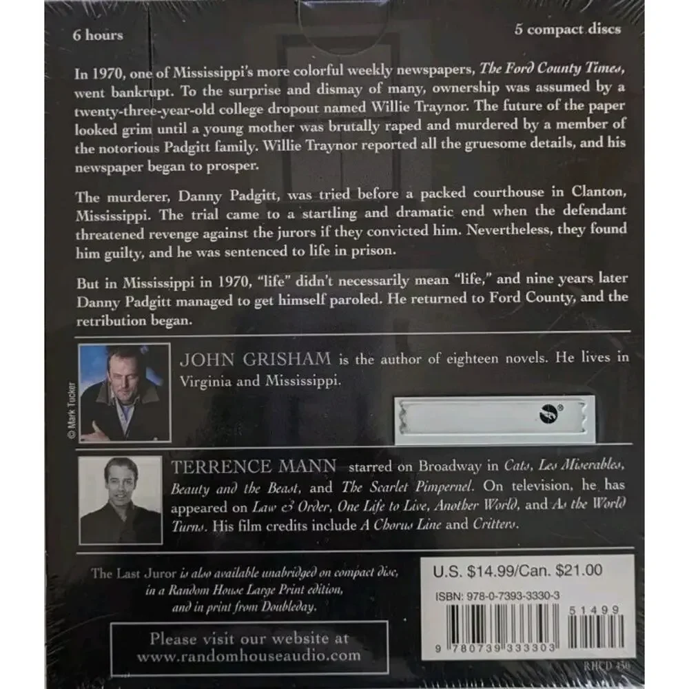 The Last Juror A Novel Audio 5 CD Set By John Grisham 6 Hours ~ New ~ Sealed